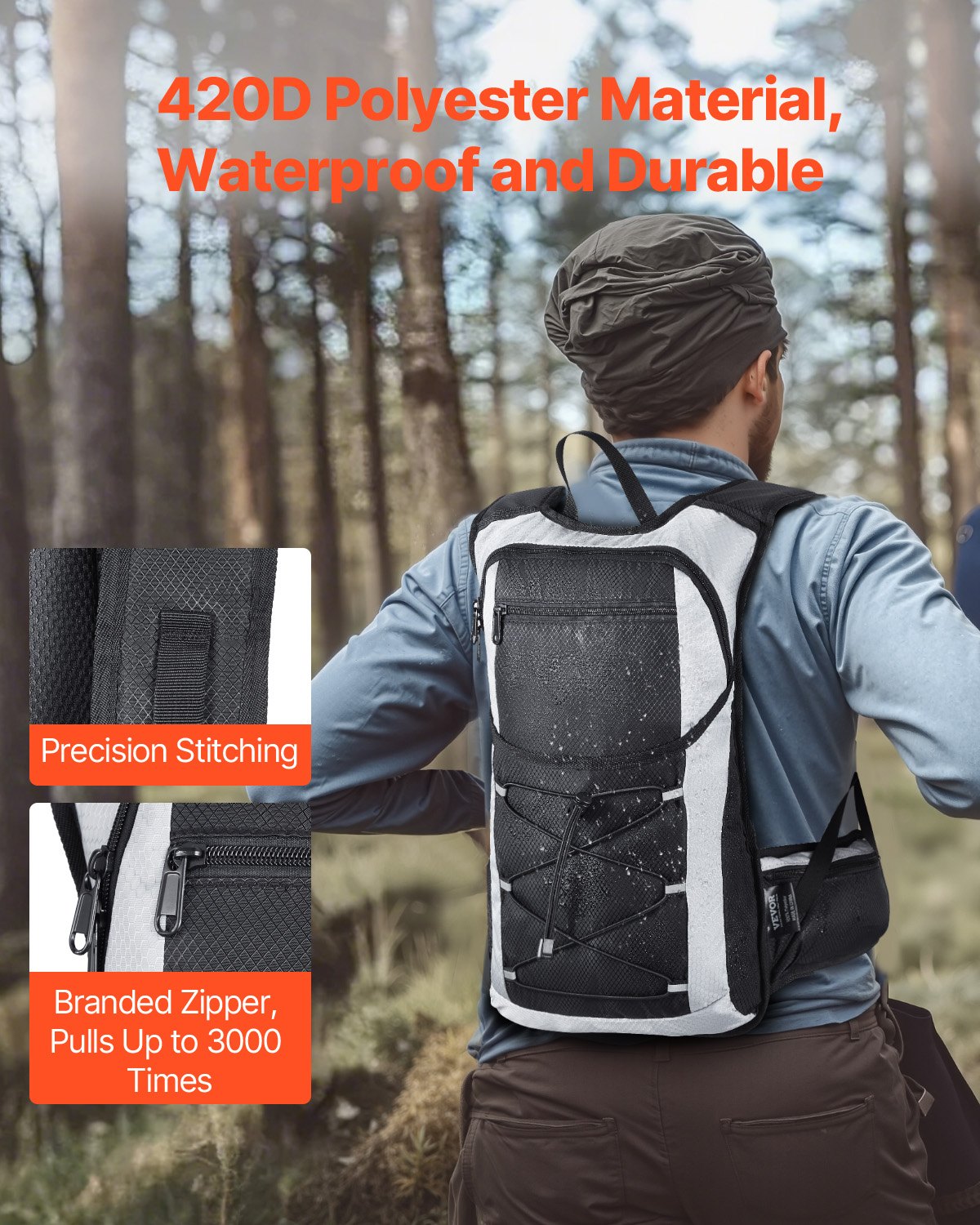 Hydration Backpack, 15L Insulated Hydration Pack Backpack with 3L TPU Water Bladder, Hiking Water Backpack with Storage for Men Women, Hydro Water Daypack for Hiking Runnin Hiking Cycling Camping