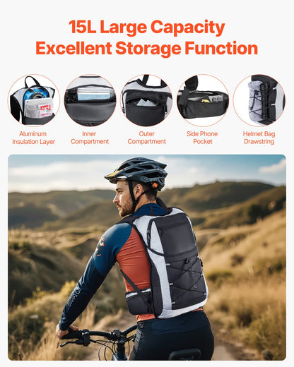 Hydration Backpack, 15L Insulated Hydration Pack Backpack with 3L TPU Water Bladder, Hiking Water Backpack with Storage for Men Women, Hydro Water Daypack for Hiking Runnin Hiking Cycling Camping