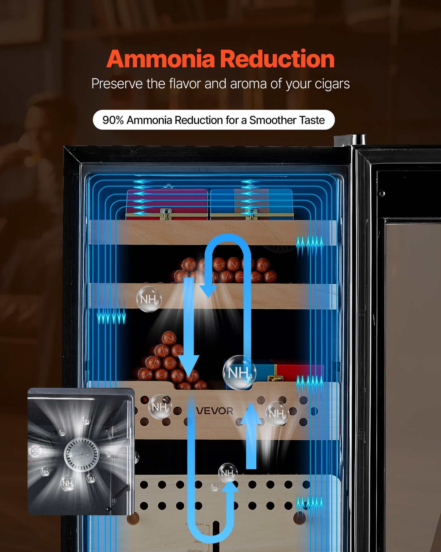 Elektrisk humidor, 60 liter, 350-enheters elektrisk cigarrhumidor med kompressorkylning, konstant fuktighets- och temperaturkontroll, hyllor och lådor i spanskt cederträ, 3 lager, för hushållet