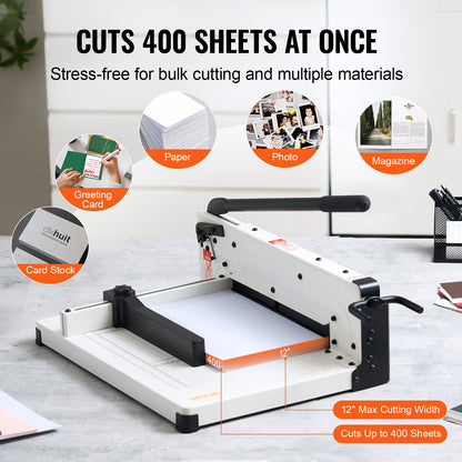 Paper Cutter 30.5 cm A4 Guillotine Paper Trimmer 400 Sheet Capacity Metal Base