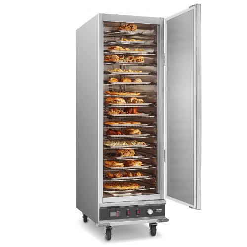 Hot Box Food Warmer, 16-Tier Large Concession Warmer with Water Tray, Single-door and Adjustable Shelves, Stainless Steel Food Warmer Cabinet, Ideal for Storing Pizza, Chicken, Restaurant