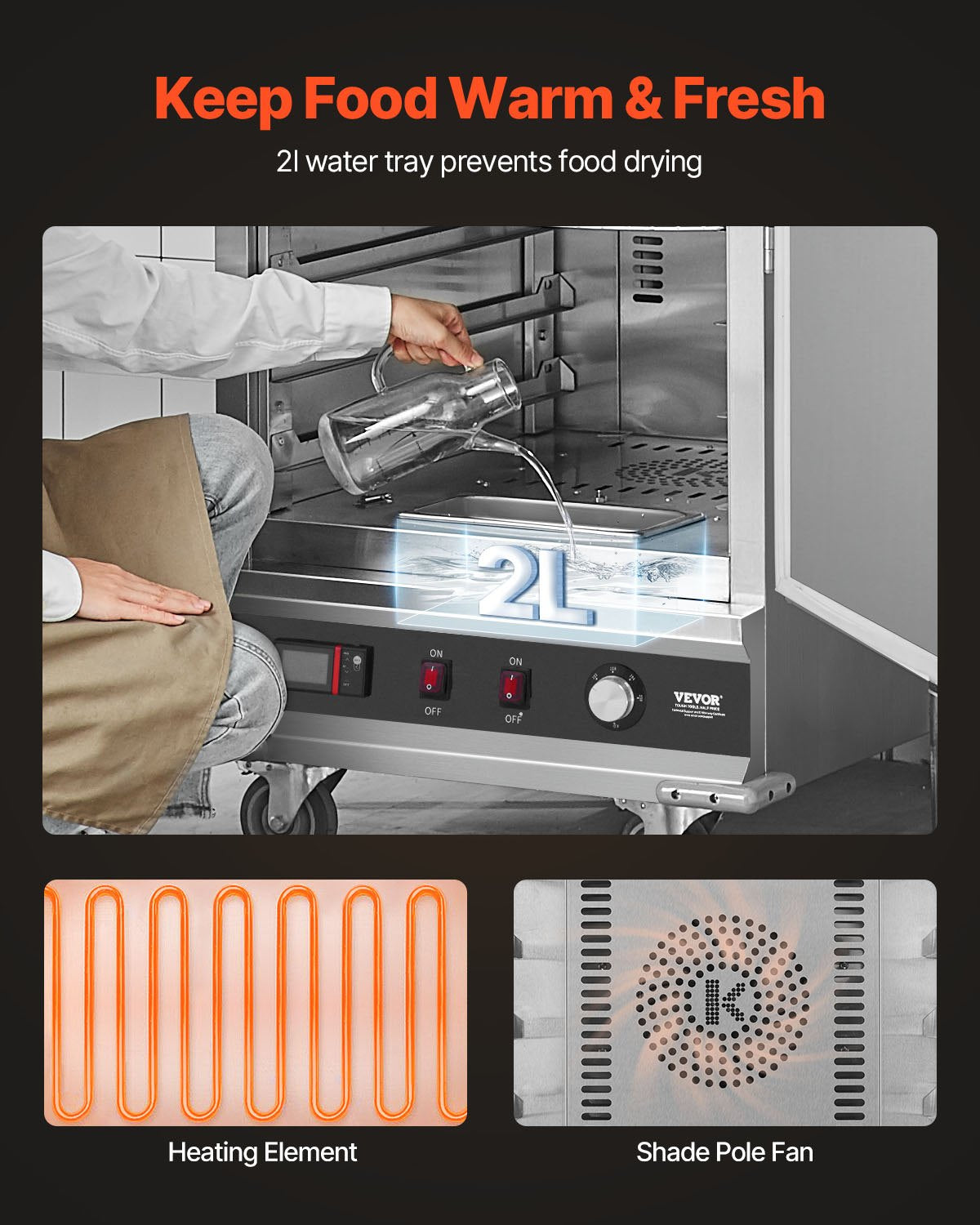 Hot Box Food Warmer, 16-Tier Large Concession Warmer with Water Tray, Single-door and Adjustable Shelves, Stainless Steel Food Warmer Cabinet, Ideal for Storing Pizza, Chicken, Restaurant