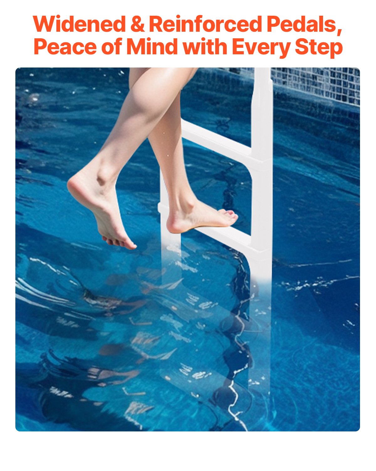 Swimming Pool Ladder, 4-Step Double Handrails Stair, Non-slip Thickened Heavy Duty Steps, Load Capacity 300 lb, for 48-54 In Inground & Above-ground Pools of Any Deck Surface Indoor & Outdoor