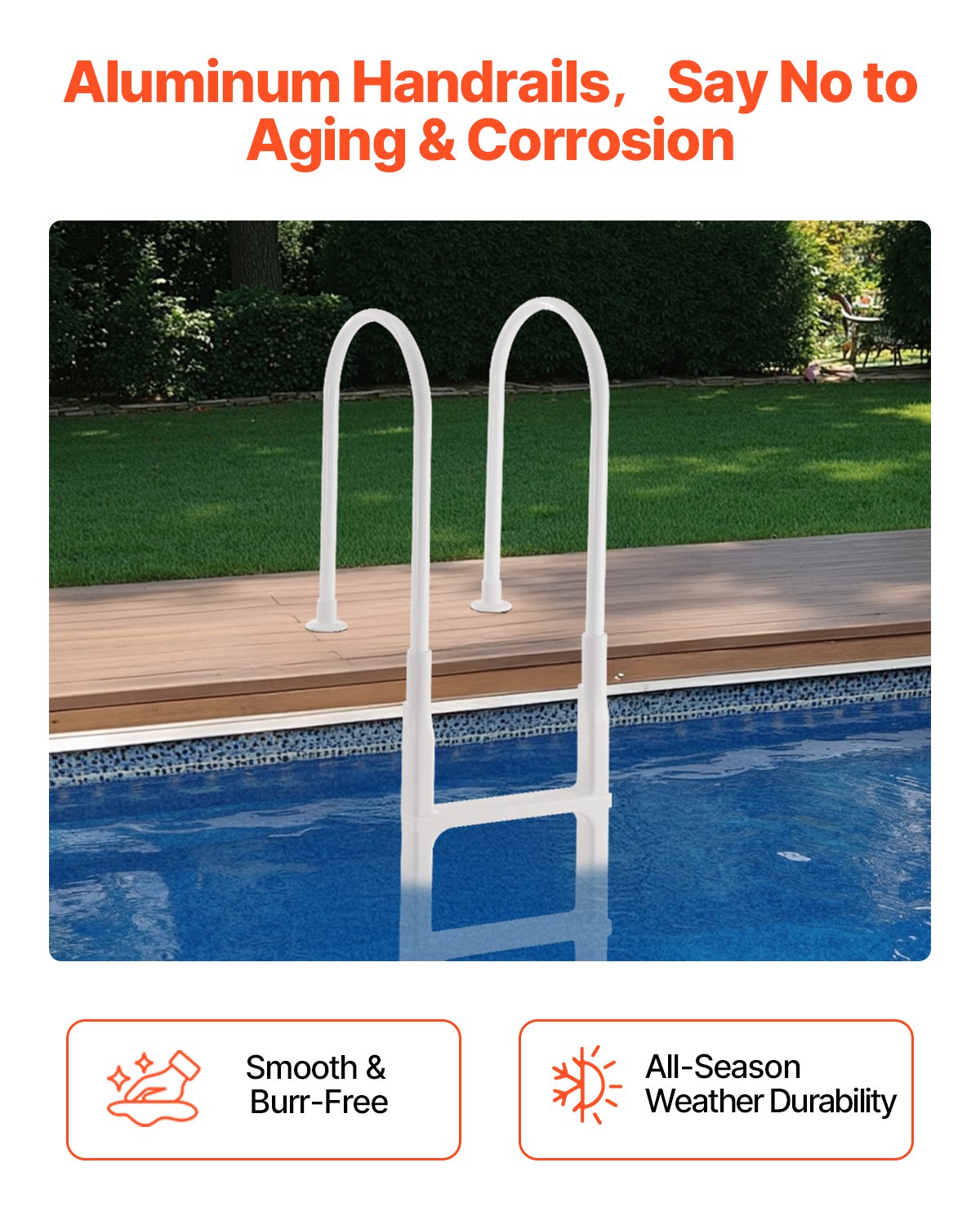 Swimming Pool Ladder, 4-Step Double Handrails Stair, Non-slip Thickened Heavy Duty Steps, Load Capacity 300 lb, for 48-54 In Inground & Above-ground Pools of Any Deck Surface Indoor & Outdoor