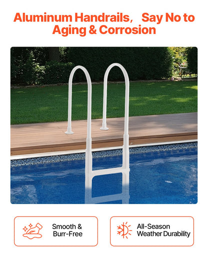 Swimming Pool Ladder, 4-Step Double Handrails Stair, Non-slip Thickened Heavy Duty Steps, Load Capacity 300 lb, for 48-54 In Inground & Above-ground Pools of Any Deck Surface Indoor & Outdoor