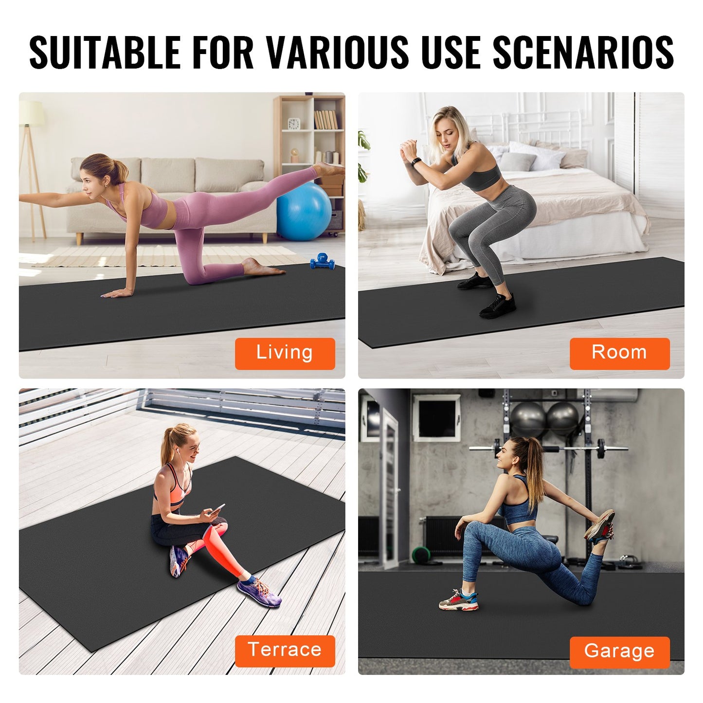Exercise Mat Non Slip Yoga Mat Gym Fitness Pilate Workout Mat (3x1.8 m)