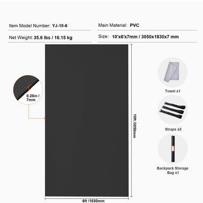 Exercise Mat Non Slip Yoga Mat Gym Fitness Pilate Workout Mat (3x1.8 m)