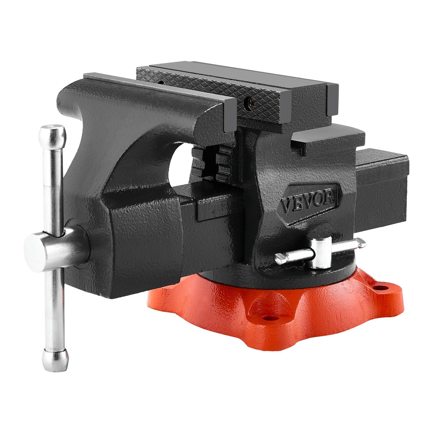 Bench Vise, 140 mm(5.5") Jaw Width, 140 mm(5.5") Max Jaw Opening Multipurpose Vise with 360°Swivel Locking Base, 71 mm(2.8") Throat Depth, Heavy Duty Ductile Iron Workbench Vise, Two-Way Jaws for Clamping Round Pipes