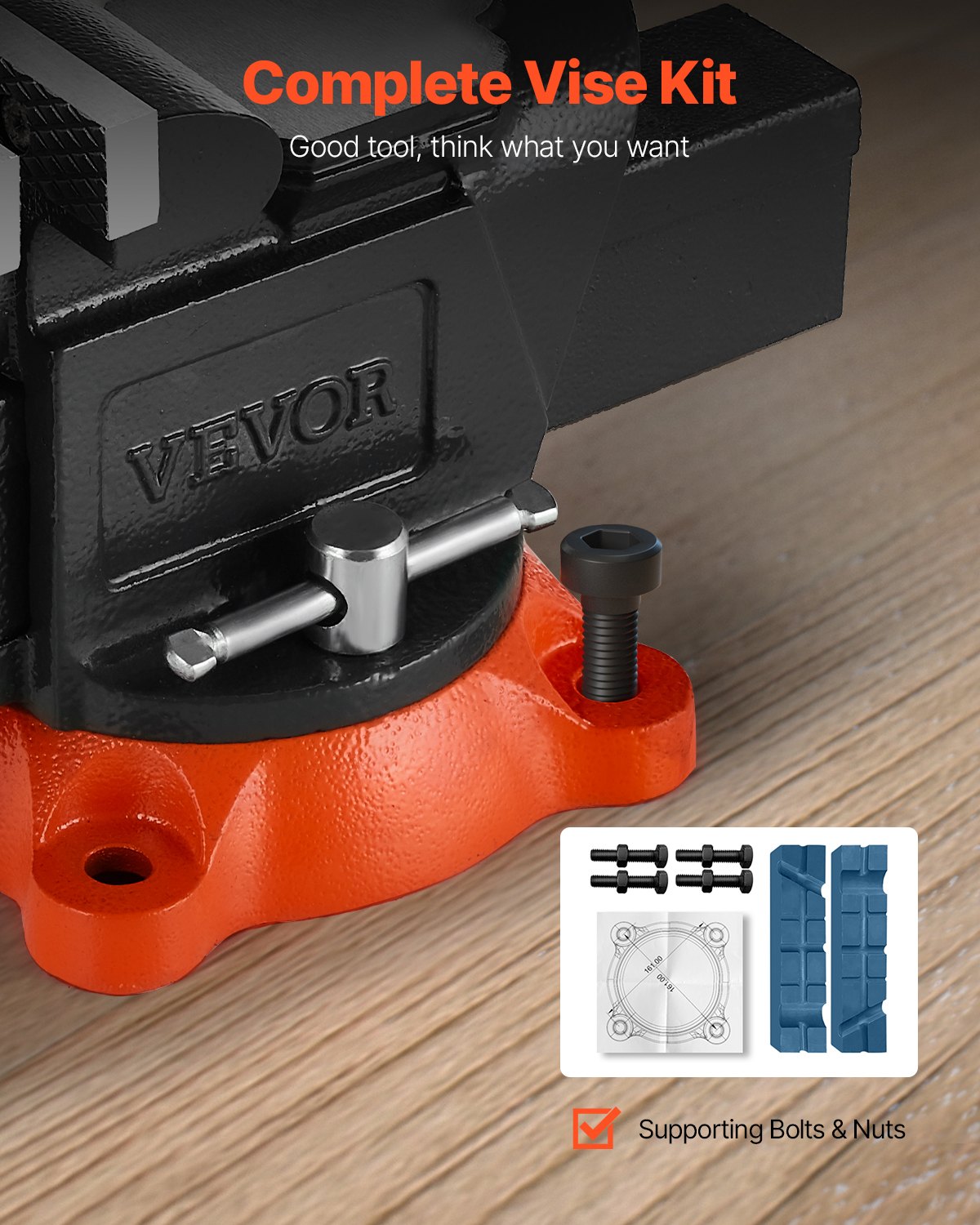 Bench Vise, 127 mm(5") Jaw Width, 127 mm(5") Max Jaw Opening Multipurpose Vise with 360°Swivel Locking Base, 71 mm(2.8") Throat Depth, Heavy Duty Ductile Iron Workbench Vise with Anvil, for Clamping Round Pipes