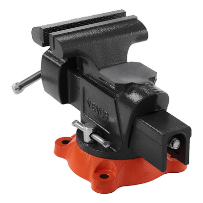 Bench Vise, 127 mm(5") Jaw Width, 127 mm(5") Max Jaw Opening Multipurpose Vise with 360°Swivel Locking Base, 71 mm(2.8") Throat Depth, Heavy Duty Ductile Iron Workbench Vise with Anvil, for Clamping Round Pipes