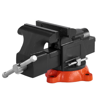 Bench Vise, 127 mm(5") Jaw Width, 127 mm(5") Max Jaw Opening Multipurpose Vise with 360°Swivel Locking Base, 71 mm(2.8") Throat Depth, Heavy Duty Ductile Iron Workbench Vise with Anvil, for Clamping Round Pipes