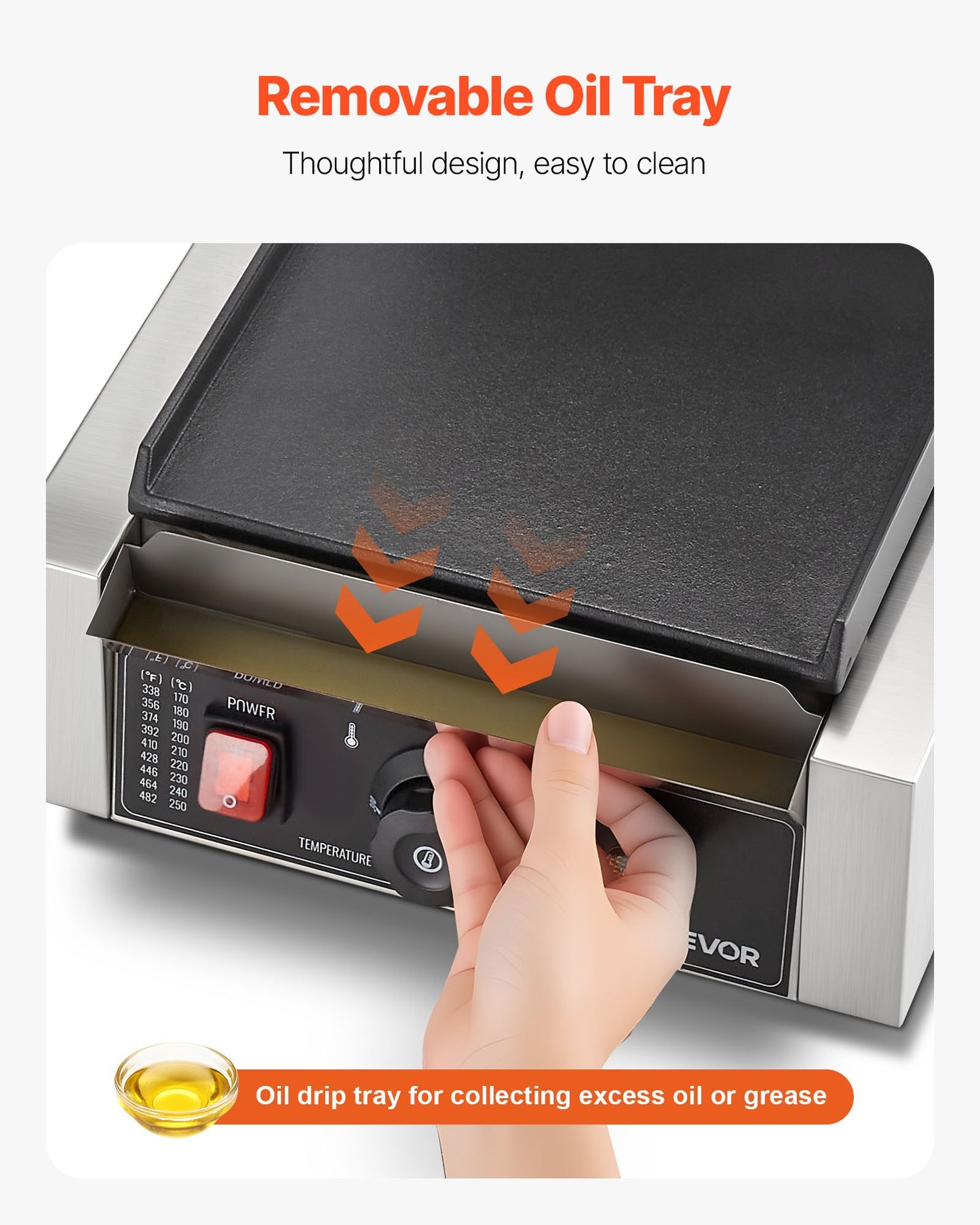 Commercial Panini Grill, 1800W Electric Sandwich Panini Maker, Stainless Steel Sandwichs Press Grill with Handle and Temp Control, 22x23 cm Flat Enamel Plate, for Hamburger Steak Bacon