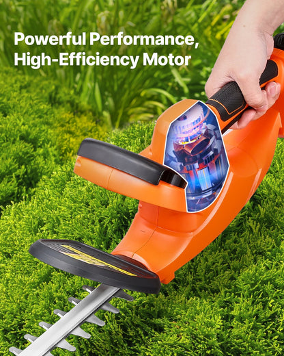 Electric Hedge Trimmer, 1200 RPM, Cordless Hedge Trimmer for Low Branch, 20V 2A Battery, Bush Trimmer with 20 in Dual Action Blade & Secure Design, Gardening Trimmer for Yard Lawn Care