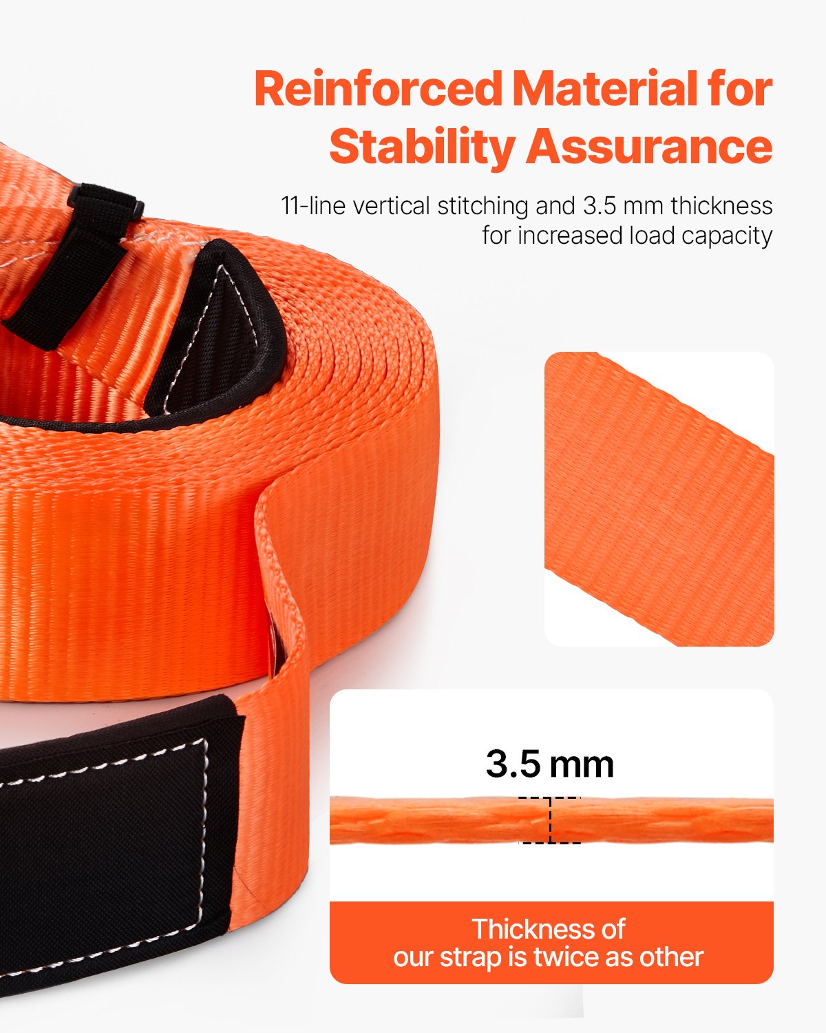 Kraftigt dragbandsåterhämtningssats 76,2 mm x 9,1 m (MBS-16329 kg) trädskyddsrem för vinsch, trippelförstärkt ögla och skyddshylsor och förvaringsväska, 19 mm D-ringsschacklar, för lastbil, jeep, SUV, ATV