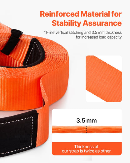 Kraftigt dragbandsåterhämtningssats 76,2 mm x 9,1 m (MBS-16329 kg) trädskyddsrem för vinsch, trippelförstärkt ögla och skyddshylsor och förvaringsväska, 19 mm D-ringsschacklar, för lastbil, jeep, SUV, ATV