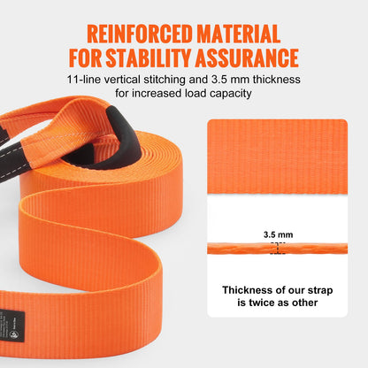 Heavy Duty Tow Strap Recovery Kit 3" x 30 ft (MBS-36,000 lbs) Tree Saver Winch Strap, Triple Reinforced Loop & Protective Sleeves & Storage Bag , 3/4" D-Ring Shackles, for Truck Jeep SUV ATV