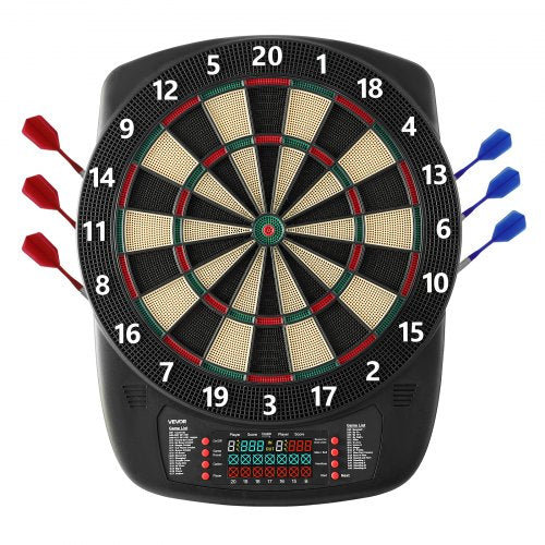 Electronic Dart Board, 336mm Target Dartboard with 43 Games & 200+ Variations for Up to 8 Players, 6 Dart Shafts with Flights & 50 Soft Tips, Color LCD Scoring Screen for Home Party Game Rooms