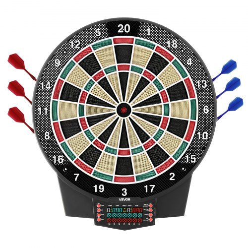 Electronic Dart Board, 391mm Target Dartboard with 43 Games & 320+ Variations for Up to 8 Players, 6 Dart Shafts with Flights & 50 Soft Tips, Color LCD Scoring Screen for Home Party Game Room