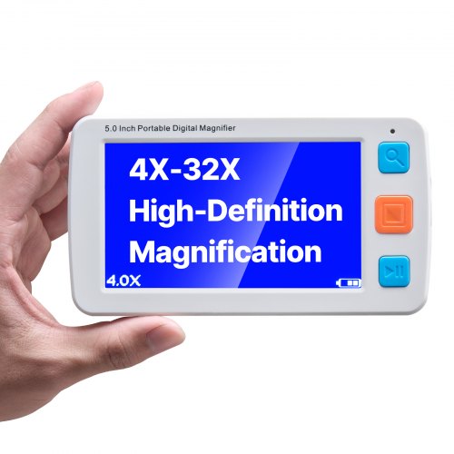 Bärbar digital förstoringsglas, 127 mm HD elektronisk videoförstoringsglas för lågversion, 4X - 32X zoom elektronisk läshjälp med 17 färglägen, AV-utgång, vikbart handtag och 5-nivåers skärmljusstyrka
