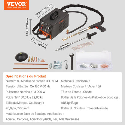 Stud Welder Dent Repair Kit 3 KW Spot Welder Dent Puller & 6 Welding Modes