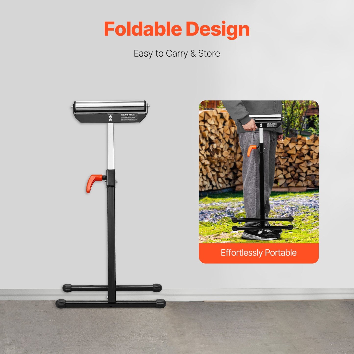 2-pack rullstativ, 135 lb lastkapacitet, 26,8-42,5" justerbar höjd, hopfällbar kraftig design med 11,5" polerat stålrullhuvud, för bordssågens utmatning, träbearbetningsförlängningsstöd