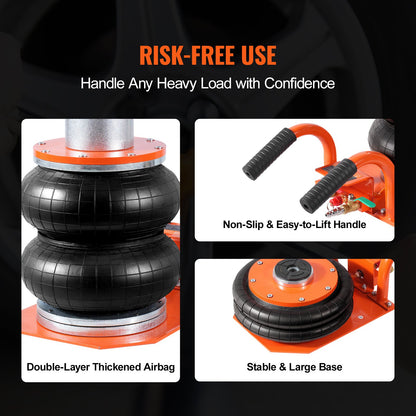 Luftdomkraft 3 ton/2993,7 kg pneumatisk domkraft med förhöjd pelare för sedan