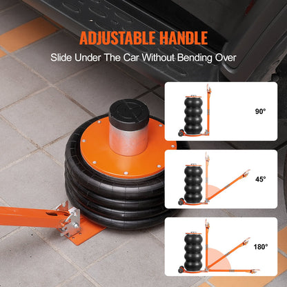 Air Jack, 6 Ton/13000 lbs, 2-5 S Pneumatic Lifting Jack with Heightened Column & Adjustable Handle, Easy-to-Lift & Space-Saving Jack with Thick Rubber Pad, Fits for Sedan, SUV, Pickup Truck