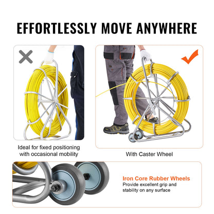 Fiskbandsavdragare Glasfiber 200mx7,9mm (656 ft 5/16 in) Tråd Kabeldragningskanal Roder