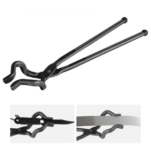 Blacksmith Tongs, 18” Z V-Bit Tongs, Carbon Steel Forge Tongs with A3 Steel Rivets, for Knife Blades, Long Pieces, Circular Forgings, for Beginner and Seasoned Blacksmiths and Bladesmiths