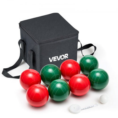 Bocce Ball Set, 107 mm, with 8 Resin Balls, Pallino, Carrying Bag and Measuring Rope, Red and Green 2 Colors, for 2 to 8 Players, Bocce Ball Game Set for Beach, Lawn, Family Backyard, Outdoor