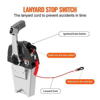 Gasreglage för båt, 5006186 Toppmonterad fjärrkontrollbox för utombordare för Evinrude Johnson, Marin gasreglagebox med Power Trim-brytare och rep