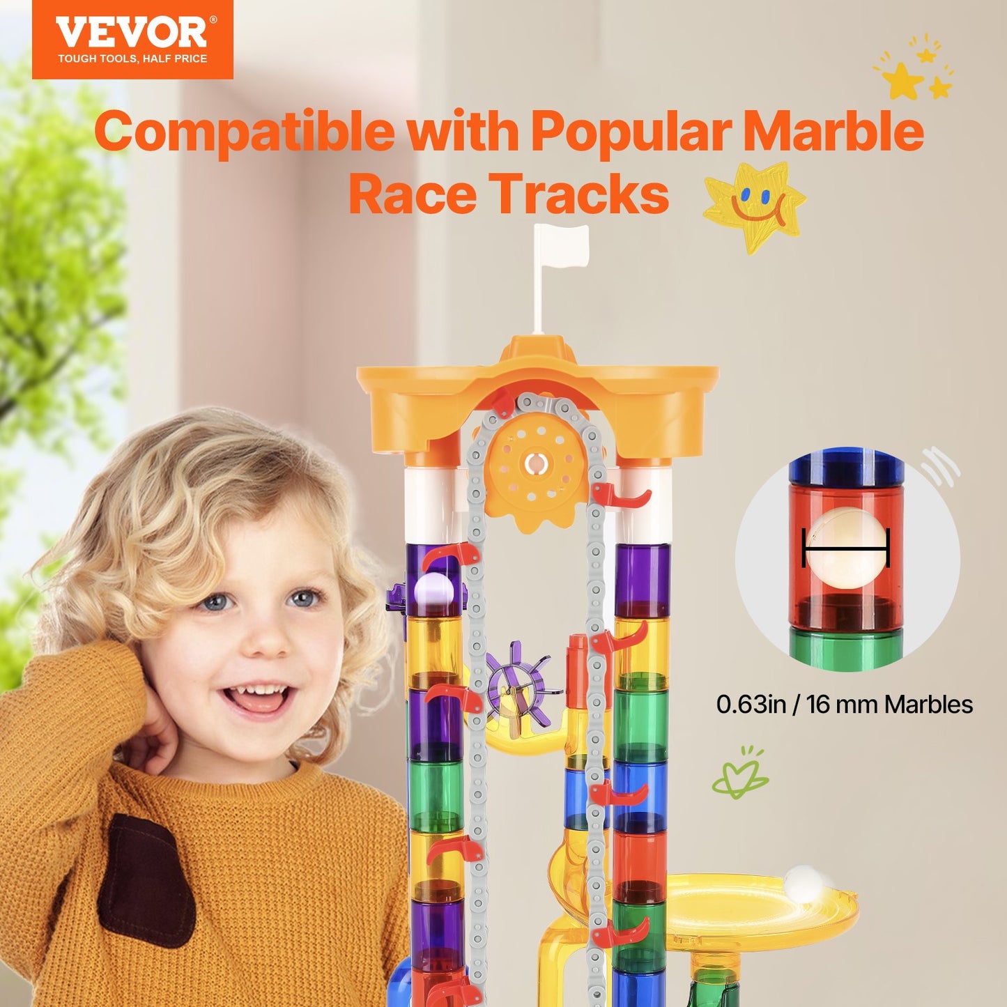 Marble Run Set, 153 PCS with Motorized Elevator, with 30 Plastic Marbles, Marble Maze Building Block Brain Game, Educational Learning Race Track STEM Toys, for Kids, Boys, Girls Ages 3 + Years