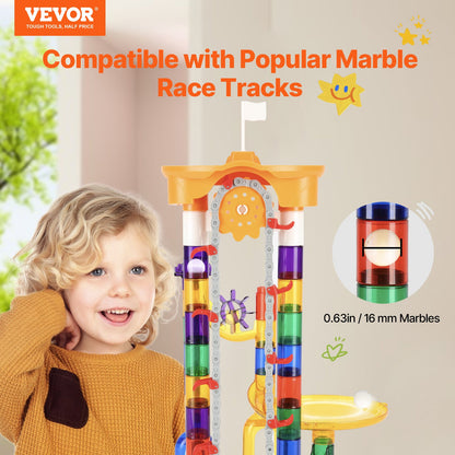 Marble Run Set, 153 PCS with Motorized Elevator, with 30 Plastic Marbles, Marble Maze Building Block Brain Game, Educational Learning Race Track STEM Toys, for Kids, Boys, Girls Ages 3 + Years