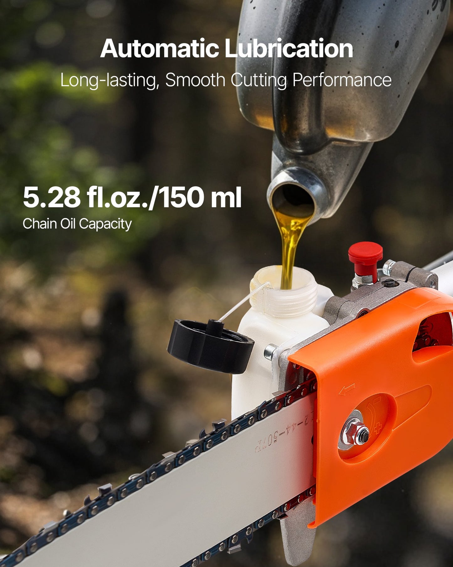 Bensindriven stångsåg, 43CC 2-takts bensindriven stångsåg med 30,48 cm skärsvärd, sladdlös trädtrimmer med roterbart huvud, 2,16 till 3,66 m utdragbar, kraftfull motorsåg för trädbeskärning