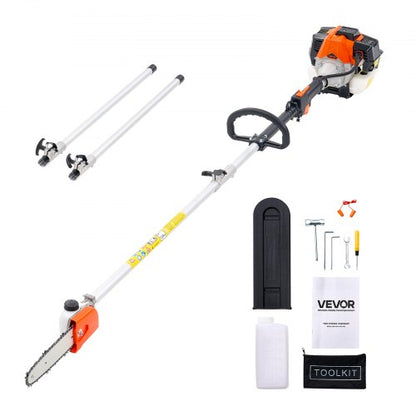 Gas Pole Saw, 33CC 2 Stroke Gas Powered Pole Saws with 20.3 cm Cutting Bar, Cordless Tree Trimmer with 850ml Fuel Tank, 2 to 3.5 m Extendable, Powerful Chainsaw for Tree Trimming Pruning
