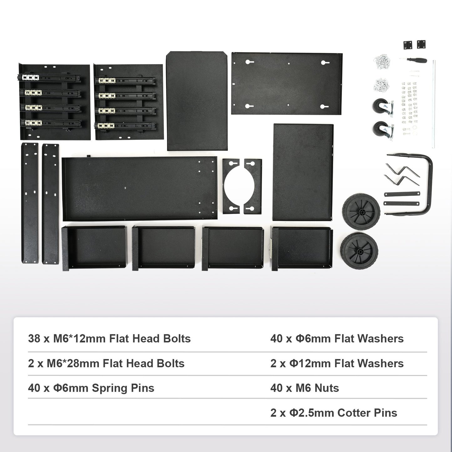 Svetsvagn, svetsvagn i två våningar med 4 lådor och en viktkapacitet på 120,2 kg, 360° svängbara hjul, säkerhetskedjor för tankförvaring, kraftig rullande MIG-svetsvagn för MIG-svets och plasmaskärare