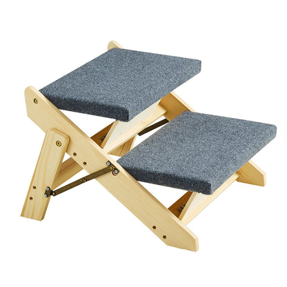 Trätrappa för husdjur/husdjurstrappa med 2 steg 2-i-1 hopfällbar hundtrappa 50 kg