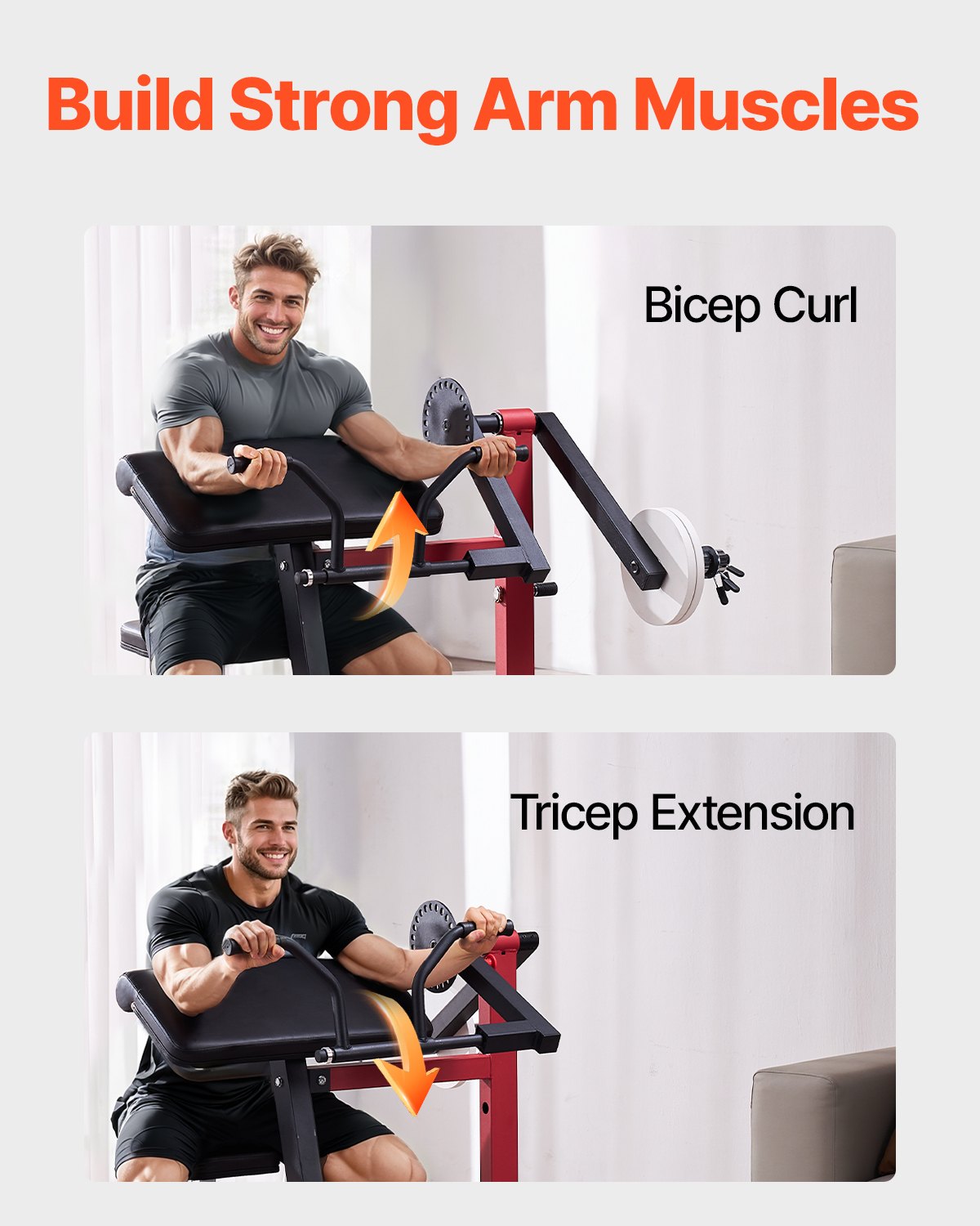 Preacher Curl Machine, 2-i-1 Bicep Curl-maskin och Triceps Extension-maskin, Sittande arm-isolerad bicepsstation, Styrketräningsbänk, Träningsutrustning för hemmagym