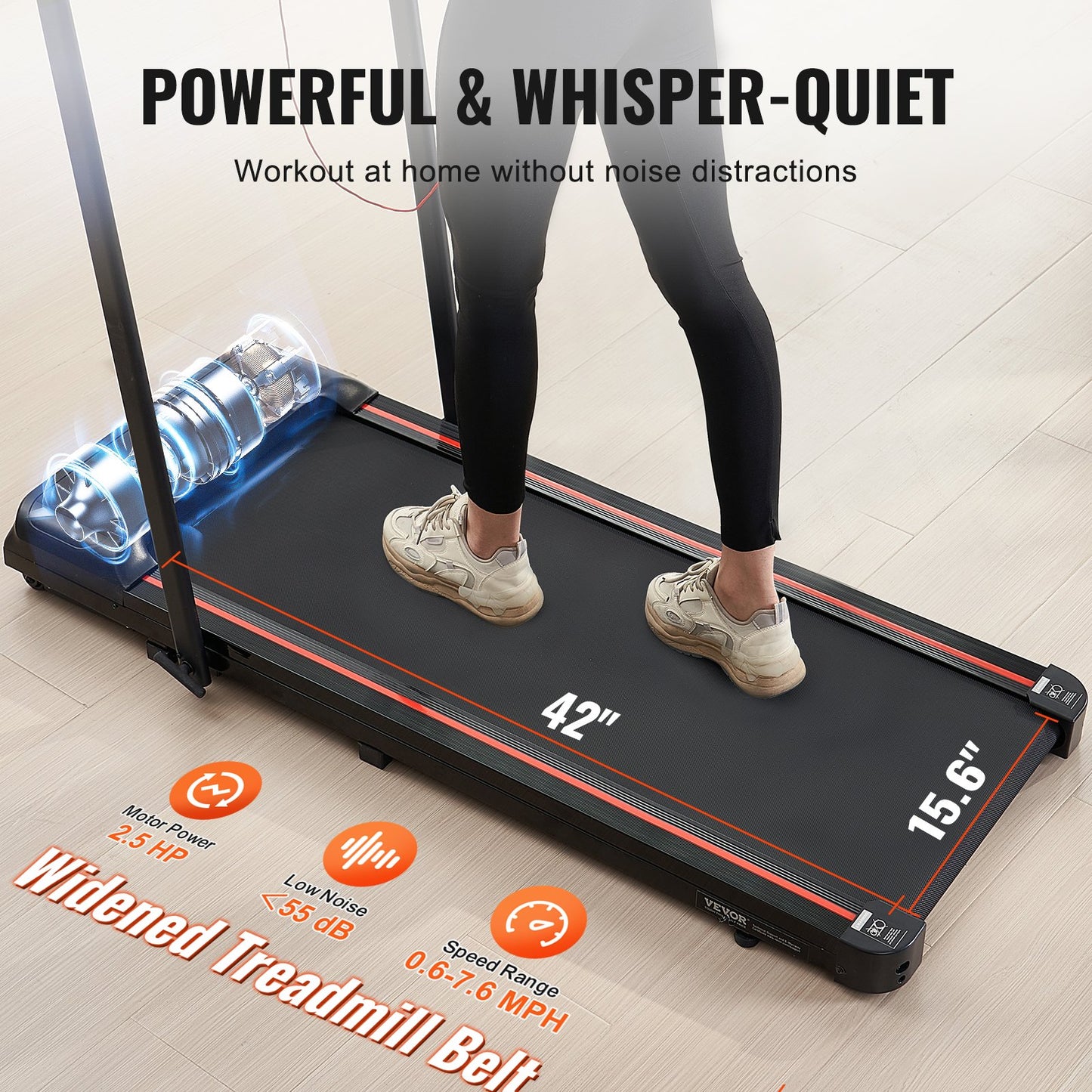 Walking Pad, Under Desk Treadmill for Home Office, Working Walking Running Machine, 265 Lbs Capacity Folding Treadmill, 2.5HP 2 in 1 Portable Pad with Handle Bar, Remote Control and LED Display
