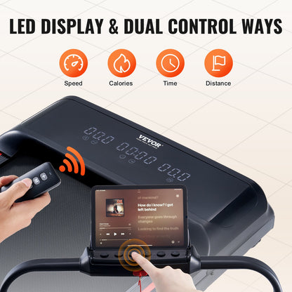 Walking Pad, Under Desk Treadmill for Home Office, Working Walking Running Machine, 265 Lbs Capacity Folding Treadmill, 2.5HP 2 in 1 Portable Pad with Handle Bar, Remote Control and LED Display