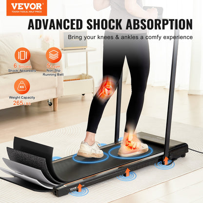 Walking Pad, Under Desk Treadmill for Home Office, Working Walking Running Machine, 265 Lbs Capacity Folding Treadmill, 2.5HP 2 in 1 Portable Pad with Handle Bar, Remote Control and LED Display