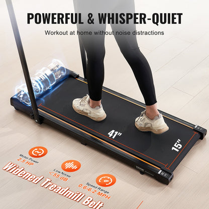 Walking Pad, Under Desk Treadmill for Home Office, Working Walking Running Machine, 265 Lbs Capacity Folding Treadmill, 2.5HP 2 in 1 Portable Pad with Handle Bar, Remote Control and LED Display