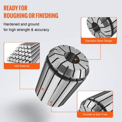 25 pcs ER32 Collet Set, 1/16''-13/16'', ER32 Spring Collet Chuck Set, 0.0006"/15 μm TIR Lathe Chuck Tool with 25 Labeled Storage Boxes, for CNC Engraving Machine Milling Lathe Tool Drill Press