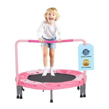 36" Kids Trampoline, 3FT Indoor Outdoor Trampoline, Foldable Mini Trampoline with Handle, Rebounder Trampoline for Toddlers, Birthday Gift for 3+ Years Children, Boys Girls for Fun, Red