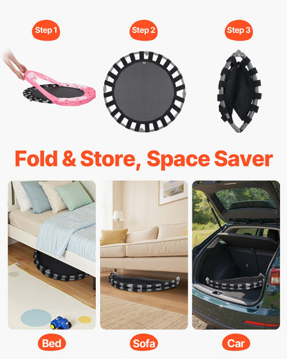 36" Kids Trampoline, 3FT Indoor Outdoor Trampoline, Foldable Mini Trampoline with Handle, Rebounder Trampoline for Toddlers, Birthday Gift for 3+ Years Children, Boys Girls for Fun, Red