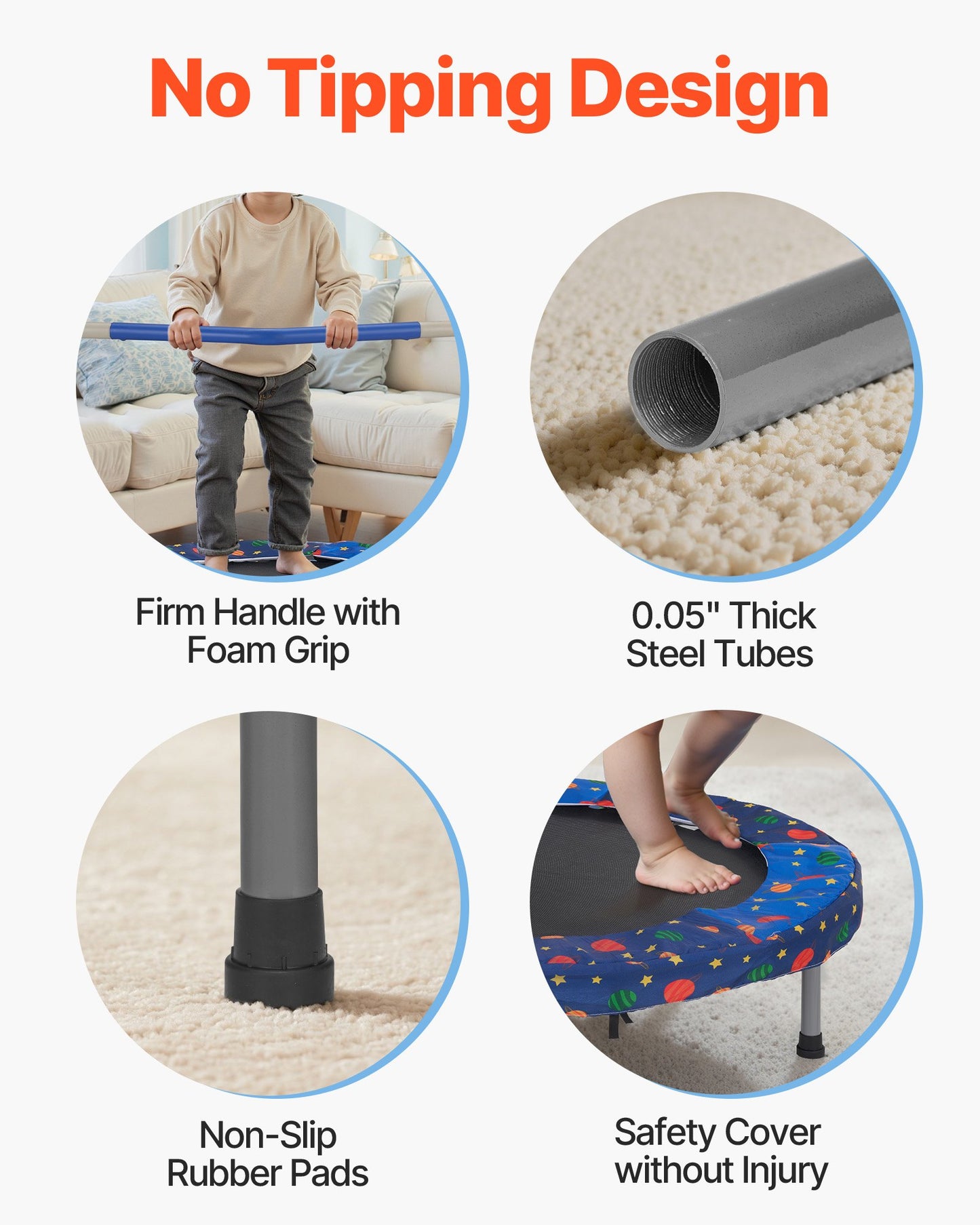 36" Kids Trampoline, 3FT Indoor Outdoor Trampoline, Foldable Mini Trampoline with Handle, Rebounder Trampoline for Toddlers, Birthday Gift for 3+ Years Children, Boys Girls for Fun, Bule