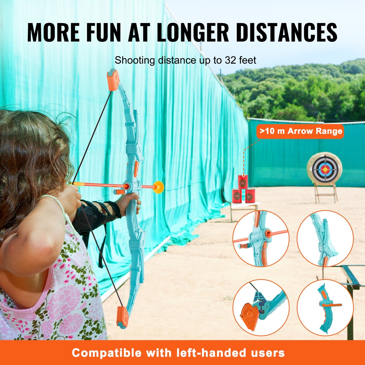 Bow and Arrow Set for Kids, LED Light Up Archery Set with 10 Suction Cup Arrows, Standing Target, Quiver, 3 Target Cans, Outdoor Toy for Boys & Girls 6 7 8 9 10+ Years Old, Birthday Gift for Kid