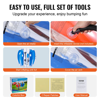 Uppblåsbara Bumper Balls 2-pack, 3FT/0.9M Body Sumo Zorb-bollar för barn och tonåringar, slitstarka PVC-människohamster-bubbelbollar för utomhusspel, Bumper Bopper-leksaker för lekplats, gård, park