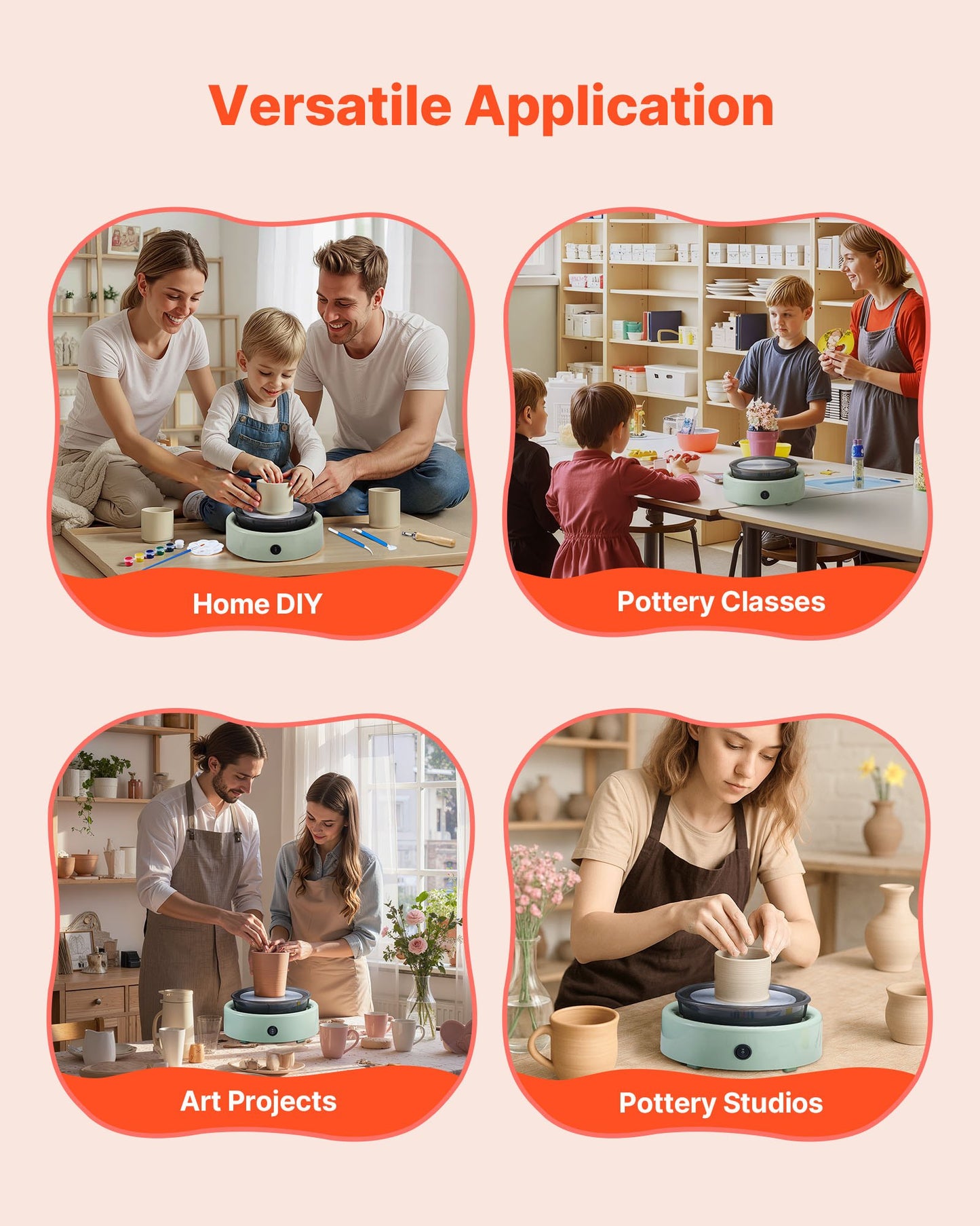 Mini lerhjul, 158 mm roterande tallrik, framåt- och bakåtrotation, justerbar hastighet, elektrisk lerhjul för barn och nybörjare, med formverktyg, för hemmafix, keramikkurser, grön