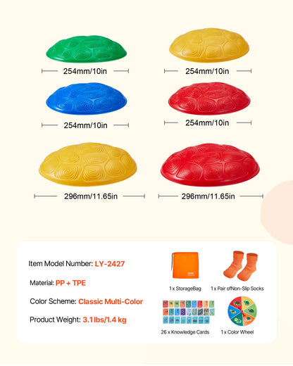 Turtle Balance Stepping Stones, 6 PCS, Up to 220 lbs Kids Turtle Jumping Stones Steps Stones, Toddler Obstacle Course Coordination Game Toys Indoor or Outdoor Play for Children Aged 3 4 5 6 7 8+
